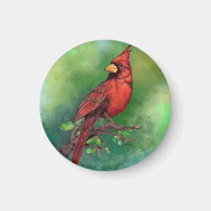 Íman Linda pintura de pássaro vermelho Norte