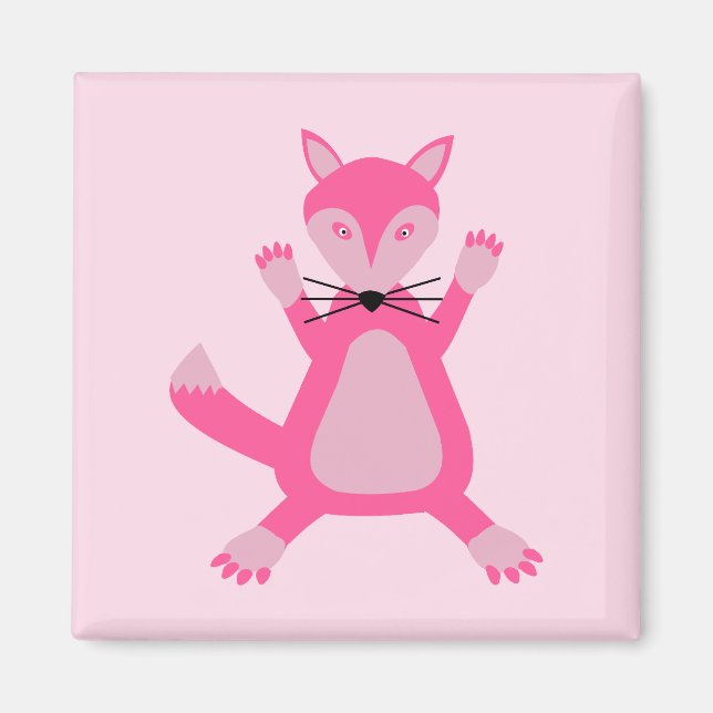 Íman Linda Raposa Menina Rosa (Frente)