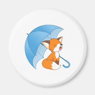 Íman Linda Raposa Sonolenta sob Guarda-chuva