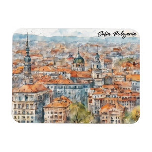 Íman Linda Sófia Bulgária Pintura Aquarela Cidade