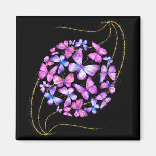 Íman Lindas Borboletas de Aquarela com Bling Dourado