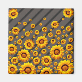 Íman Lindas flores amarelas nas cinzas, faixas pretas