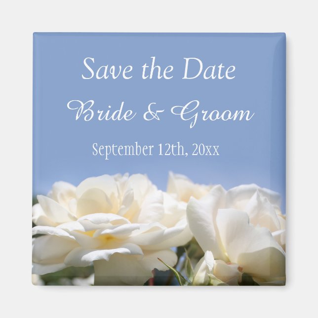 Íman lindas flores brancas de rosa salvam a data do cas (Frente)
