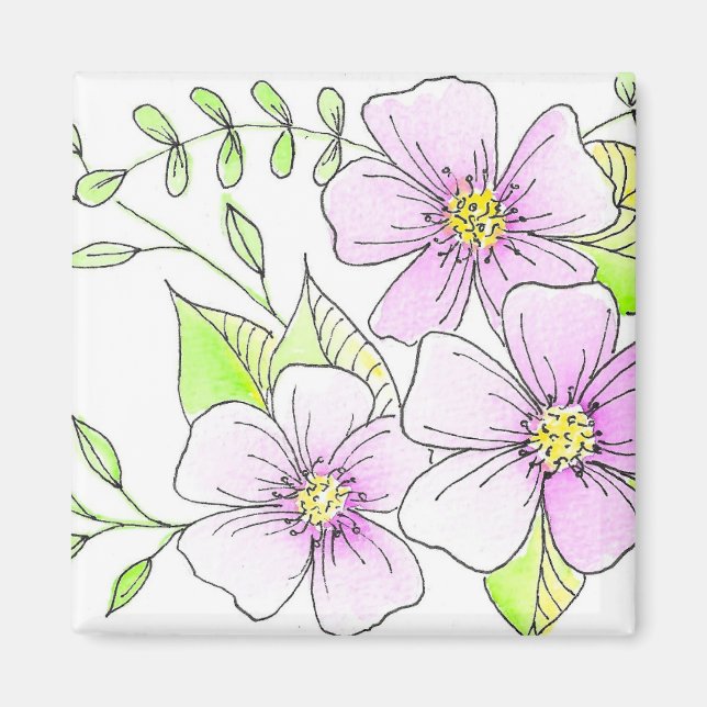 Íman Lindas Flores de Aquarela Roxa (Frente)