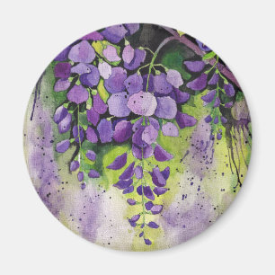 Íman Lindas Flores De Wisteria Em Lâmpada De Aquarela