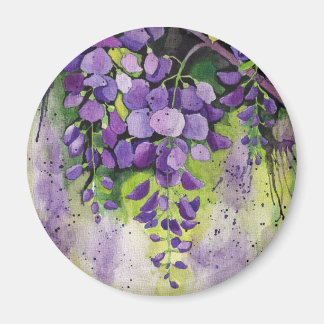 Íman Lindas Flores De Wisteria Em Lâmpada De Aquarela