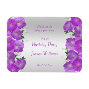 Íman Lindas Petúnias Florais de Aniversário com Classe
