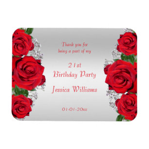 Íman Lindas Rosas Vermelhas Românticas de Aniversário