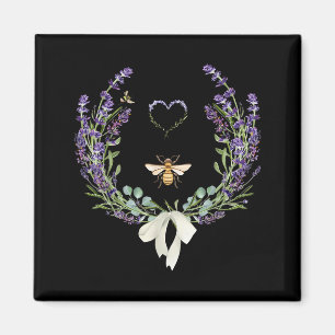 Íman Lindo Arco de Abelha Flor de Lavanda Coração Botân