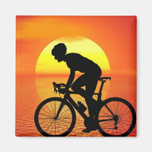 Íman Lindo Bicicleta Silhueta Sunset Cena Colorida