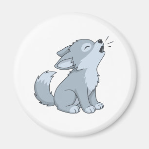 Íman Lindo cachorrinho de lobo uivando de desenho anima