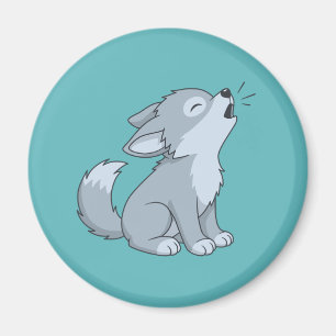 Íman Lindo cachorrinho de lobo uivando de desenho anima