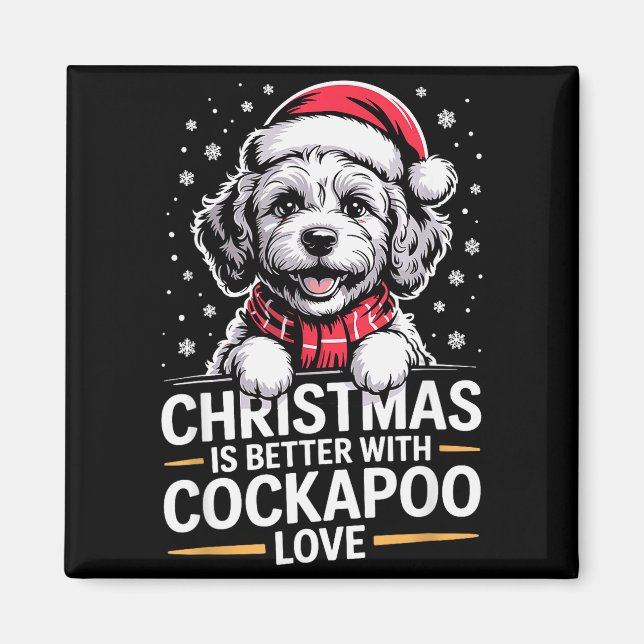 Íman Lindo cachorrinho de Natal O Natal é melhor com Ap (Frente)