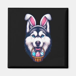 Íman Lindo cachorro Husky Siberiano com orelha de coelh