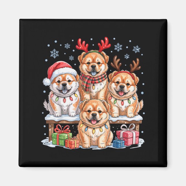 Íman Lindo Chow Chow Natal Cachorrinhos Amantes de Cães (Frente)