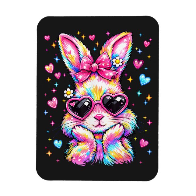 Íman Lindo Coquete Tie Dye Coelho Páscoa Bunny (Vertical)