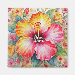 Íman Lindo e vibrante design de flor de hibisco LIVE PO