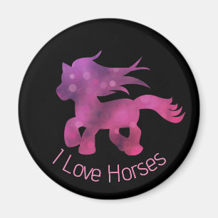 Íman Lindo Eu Amo Cavalos Rosa Glamour Cavalo