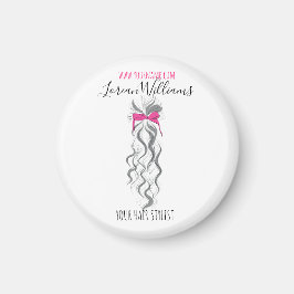 Íman Lindo Laço Rosa Clairo com Tranças Cinza e Branco 