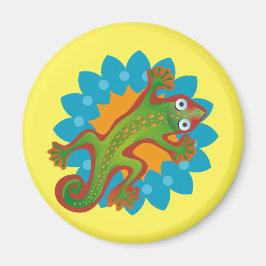 Íman Lindo lagarto verde sobre flor, lizard