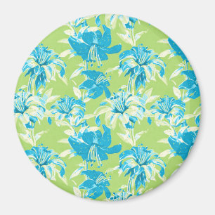 Íman Lindo lírio floral azul verde contínuo