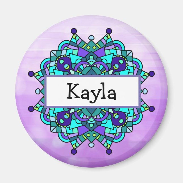 Íman Lindo Mandala Roxo e Azul   (Frente)