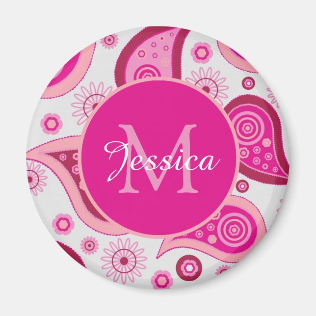 Íman Lindo Paisley Rosa Personalizado (Frente)