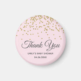 Íman Lindo Rosa Bege Dourado Brilho Obrigada Chá de Beb