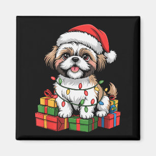 Íman Lindo Shih Tzu Chapéu de Papai Noel Natal Xmas Ama