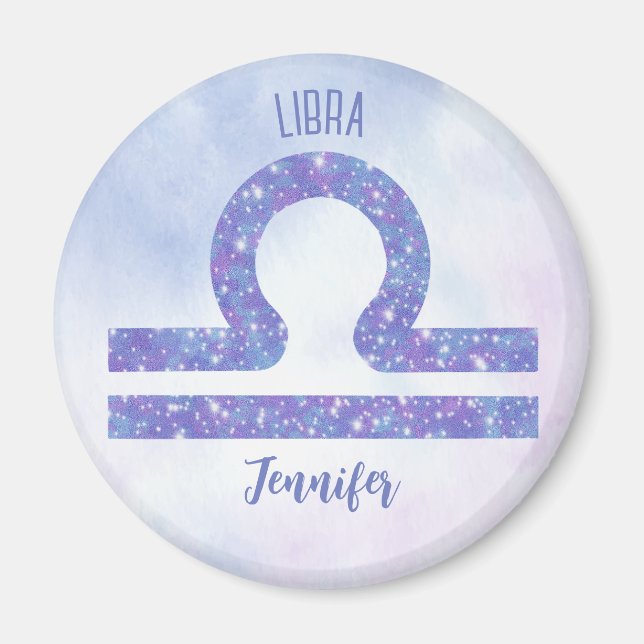 Íman Lindo Símbolo de Astrologia Libra Roxo Personaliza (Frente)