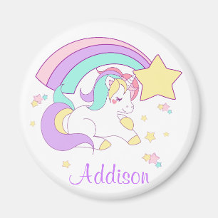 Íman Lindo Unicórnio Mágico Arco-Íris Personalizado Cus