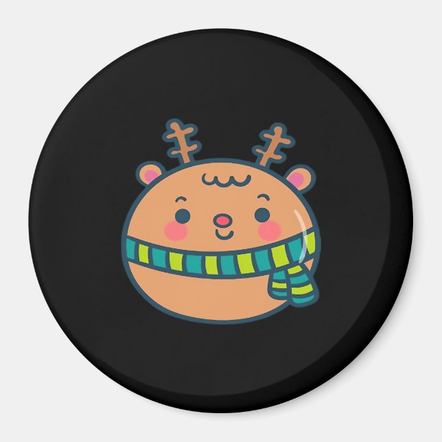Íman Lindo Veado de Natal Design Clássico Festivo  (Frente)
