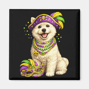 Íman Lindo West Highland Terrier Temático de Mardi Gras