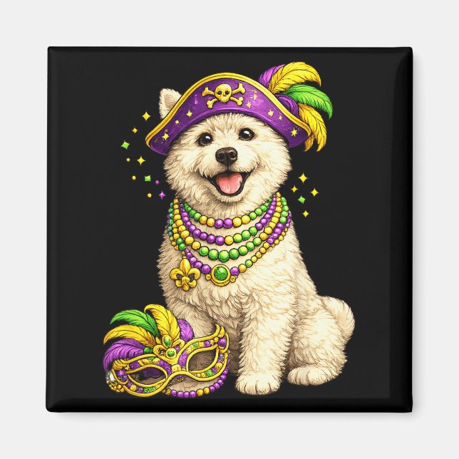 Íman Lindo West Highland Terrier Temático de Mardi Gras (Frente)