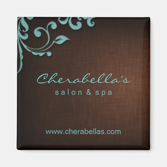 Íman Linen Salon Spa Magnet Floral Azul (Frente)