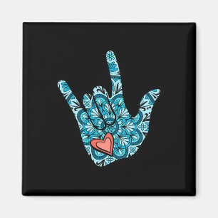 Íman Linguagem de Sinais Eu Te Amo Gesture Heart Daf Aw
