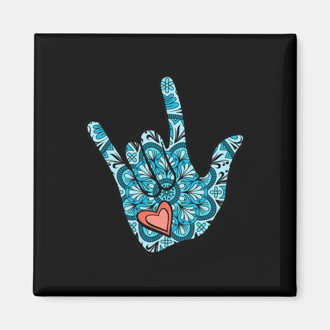 Íman Linguagem de Sinais Eu Te Amo Gesture Heart Daf Aw (Frente)