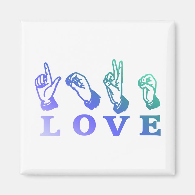 Íman Linguagem de Sinal LOVE - Camisetas de Sinal de Mã (Frente)
