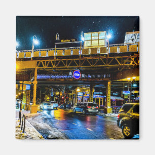 Íman Linha Azul CTA de Chicago à noite