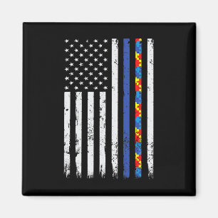 Íman Linha Azul Fina Apoio Policial Autismo 4 de Julho 