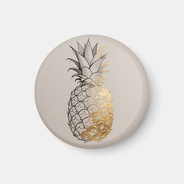 Íman Linha de Arte de Abacaxi Dourado (Frente)