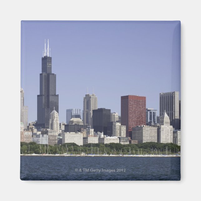 Íman Linha do horizonte da cidade de Chicago com o lago (Frente)