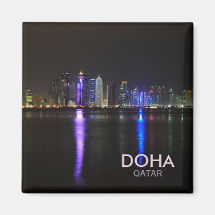 Íman Linha do horizonte de Doha, Catar no ímã de texto 