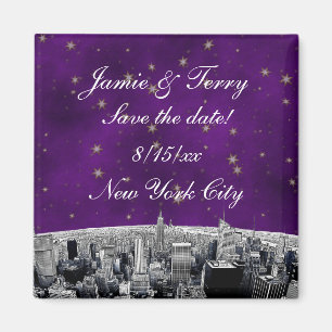 Íman Linha do Horizonte de NYC Gravada 2 Roxo Estrela D