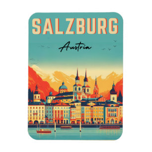 Íman Linha do horizonte de Retro Áustria Capital Salzbu