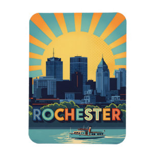 Íman Linha do horizonte Vibrant Rochester no pôr do sol