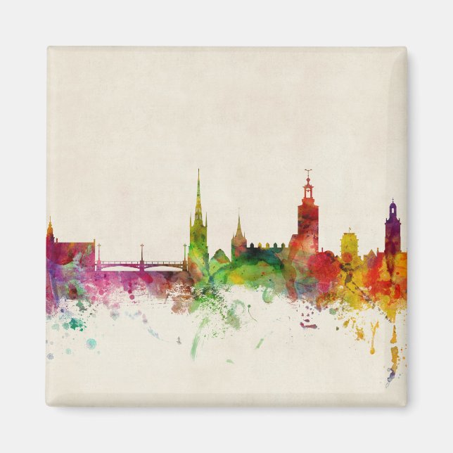 Íman Linha do Skyline da Suecia de Estocolmo (Frente)