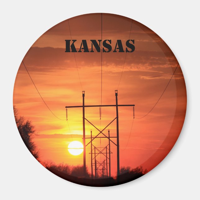 Íman Linha Power do Kansas Sunset Closeup Magnet (Frente)