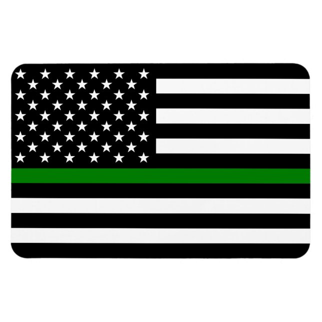 Íman Linha Verde fina - Bandeira Militar e Veteranos Am (Horizontal)