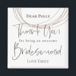 Íman Linhas Contemporâneas Obrigado, Bridesmaid Gift<br><div class="desc">Digam obrigados no estilo contemporâneo com este design de linhas circulares de partes desenhadas grosseiramente,  e tipografia Obrigado e Bridesmaid na tipografia set na moda em marrom mais escuro. O resto do texto pode ser facilmente personalizado.</div>